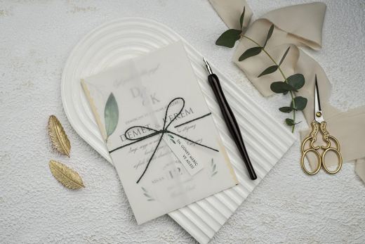 Şeffaf Siyah Kurdele Zeytin Dalı