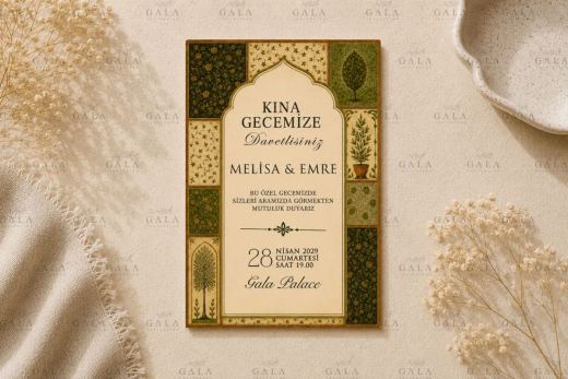 Zeytin Yeşili Kapı Motifli Kına